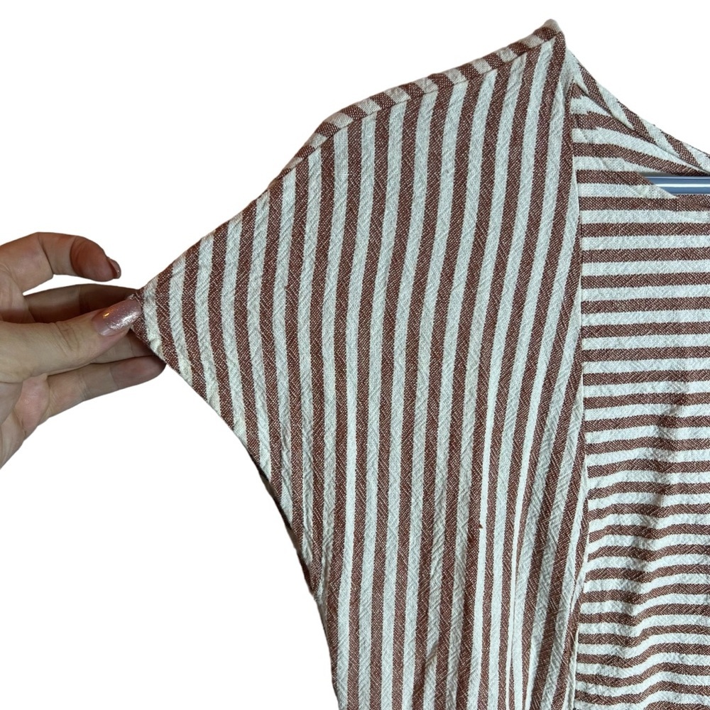 Madewell Daphne Stripe Play Linen Blend Tunic Dress in Rust, Small - Picture 5 of 11
